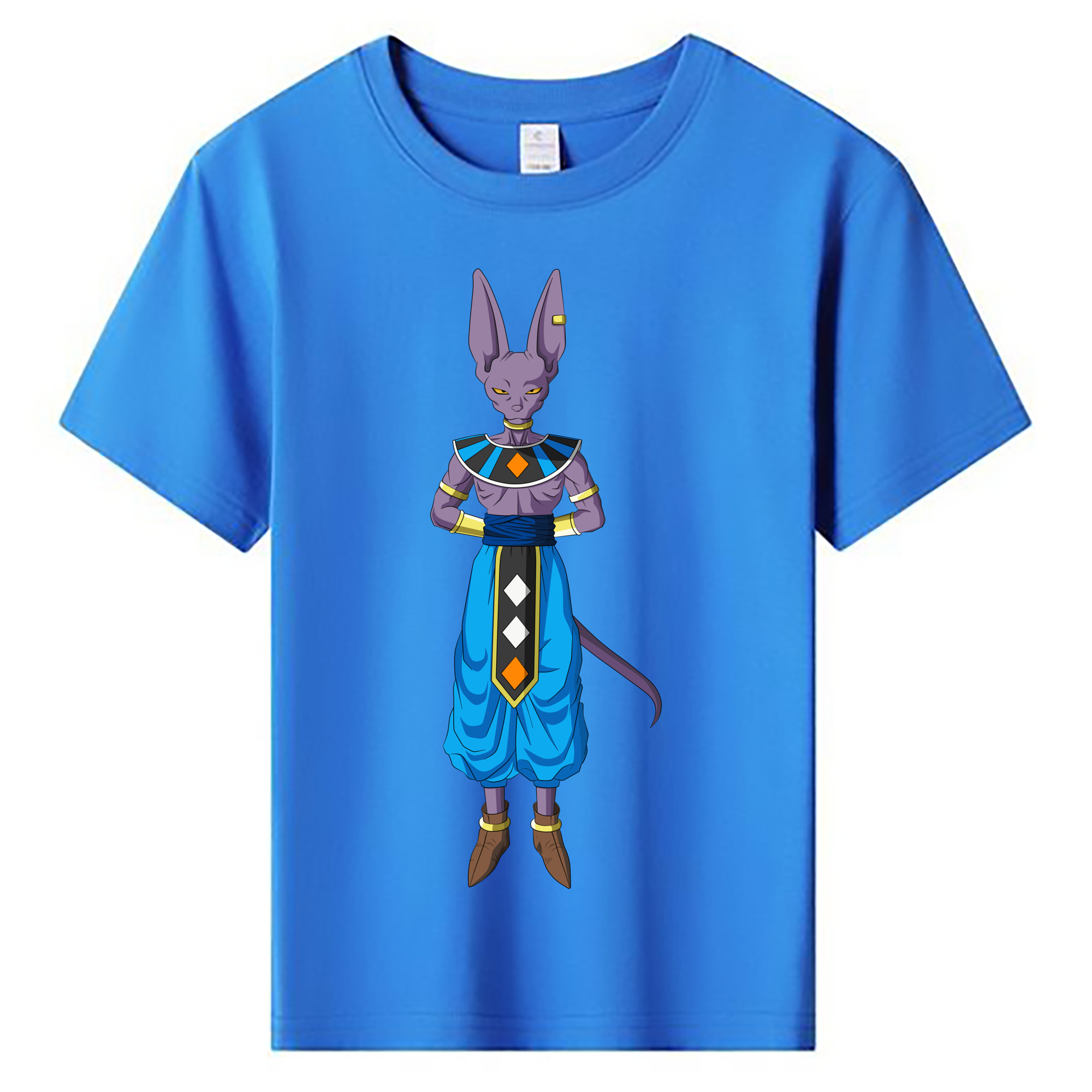 （画像用） ドラゴンボール ビルス 破壊神ビルス DRAGON BALL Beerus Birusu 綿100％キッズTシャツ（フロントプリント）